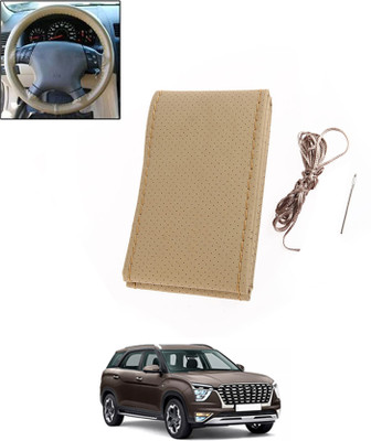 ABJD Hand Stiched Steering Cover For Honda Universal For Car(Beige, Leatherite)