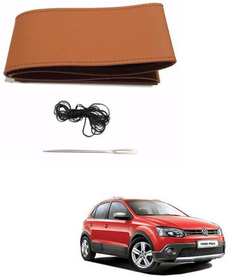RKPSP Hand Stiched Steering Cover For Universal For Car Polo Cross(Tan, Leatherite)