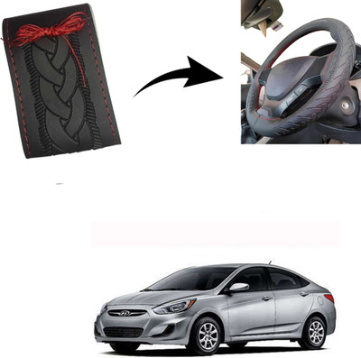 Autoinnovation Hand Stiched Steering Cover For Hyundai Xcent(Black, Leather)