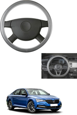MATIES Steering Cover For Skoda Superb(Grey, Leather)