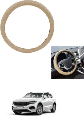 MATIES Steering Cover For Volkswagen Touareg(Beige, Leather)