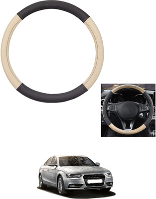 MATIES Steering Cover For Audi S4(Beige/Black, Leather)