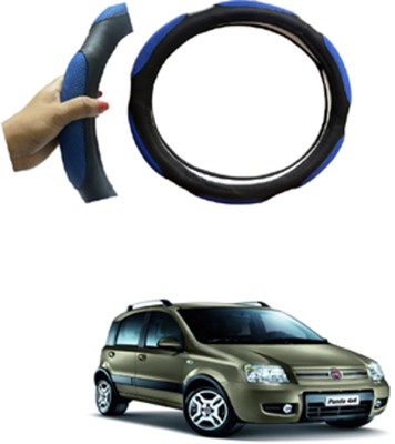 RONISH Hand Stiched Steering Cover For Fiat Universal For Car(Blue, Black, Leatherite)