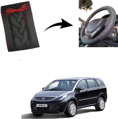Autoinnovation Hand Stiched Steering Cover For Tata Aria(Black, Leather)