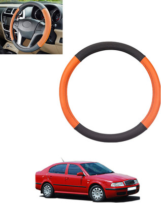 monolive Steering Cover For Skoda Octavia(Tan, Black, Leatherite)