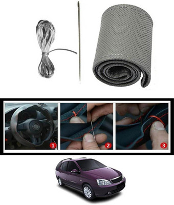 monolive Hand Stiched Steering Cover For Tata Indigo Marina(Grey, Leatherite)