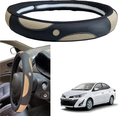 PEEPS STORE Steering Cover For Toyota NA(Black, Leather)
