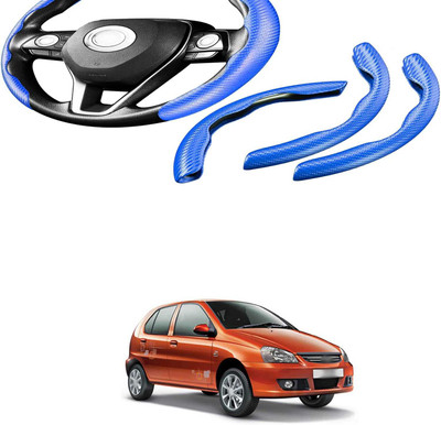 Pecunia Steering Cover For Skoda Universal For Car(Carbon Fiber Blue, Polyurethane)