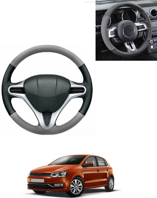 AYW Steering Cover For Volkswagen Polo(Grey/Black, Leatherite)