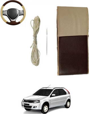 MATIES Hand Stiched Steering Cover For Mahindra Verito(Beige/Brown, Leatherite)