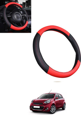 monolive Steering Cover For Nissan Micra(Red, Black, Leatherite)