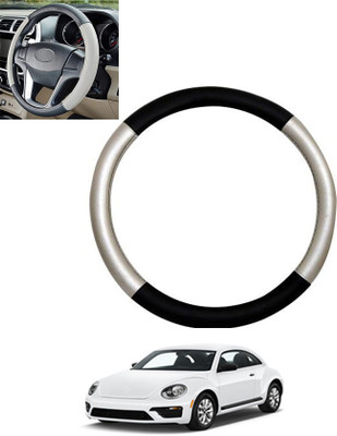 monolive Hand Stiched Steering Cover For Volkswagen Beetle(Silver/Black, Leatherite)