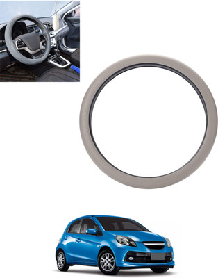 monolive Hand Stiched Steering Cover For Honda Brio(Silver, Leatherite)