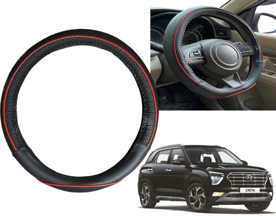 PEEPS STORE Steering Cover For Hyundai Creta(Black, Red, Leatherite)