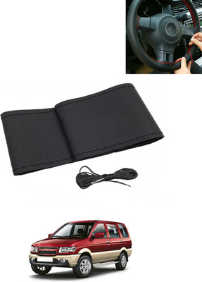 MATIES Hand Stiched Steering Cover For Chevrolet Tavera(Black, Leatherite)
