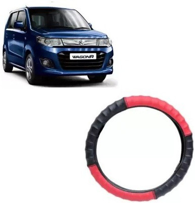 OOLTAH PAHIYA Hand Stiched Steering Cover For Suzuki WagonR Stingray(Red & Black, Leatherite)