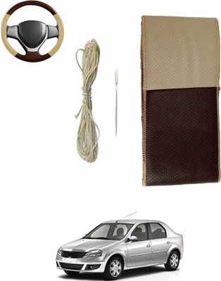 monolive Hand Stiched Steering Cover For Mahindra Logan(Brown/Beige, Leatherite)