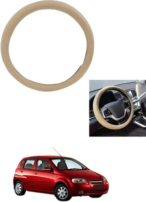 MATIES Steering Cover For Chevrolet Aveo UVA(Beige, Leather)