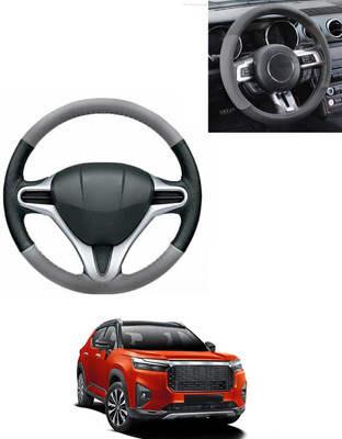 AYW Steering Cover For Honda Universal For Car(Grey/Black, Leatherite)