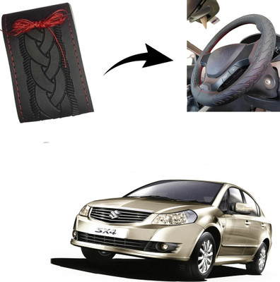 Autoinnovation Hand Stiched Steering Cover For Maruti SX4(Black, Leather)