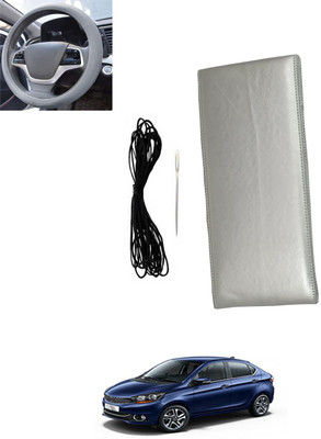 MSNP Hand Stiched Steering Cover For Tata Universal For Car(Silver, Leatherite)