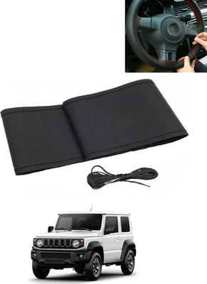 AYW Hand Stiched Steering Cover For Maruti Universal For Car(Black, Leatherite)