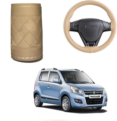 ARNEJA Hand Stiched Steering Cover For Maruti WagonR(Beige, Leather)