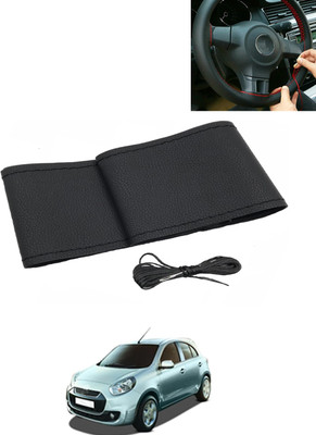 AYW Hand Stiched Steering Cover For Renault Pulse(Black, Leatherite)