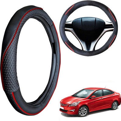PEEPS STORE Steering Cover For Hyundai Verna Fluidic(Black, Leatherite)