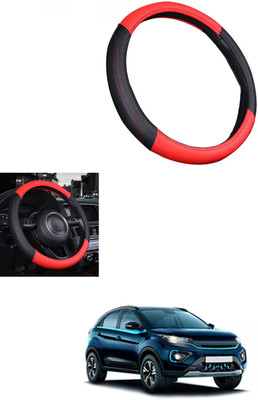MATIES Steering Cover For Tata Universal For Car(Red/Black, Leather)