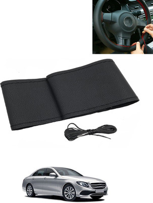 AYW Hand Stiched Steering Cover For Mercedes Benz E220(Black, Leatherite)