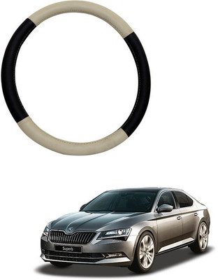 RKPSP Hand Stiched Steering Cover For Universal For Car Swift(Beige/Black, Leatherite)