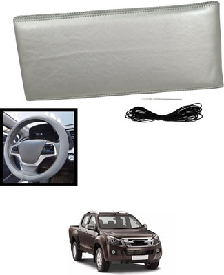 MATIES Hand Stiched Steering Cover For Isuzu Universal For Car(Silver, Leatherite)