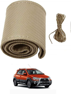 ARNEJA Hand Stiched Steering Cover For Toyota Etios Cross(Beige, Leather)