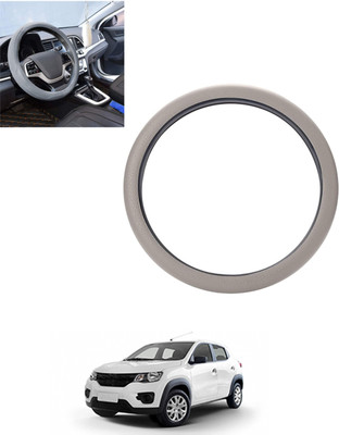 monolive Hand Stiched Steering Cover For Renault Kwid(Silver, Leatherite)