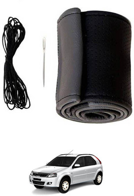 RKPSP Hand Stiched Steering Cover For Mahindra Verito Vibe(Grey, Black, Leatherite)
