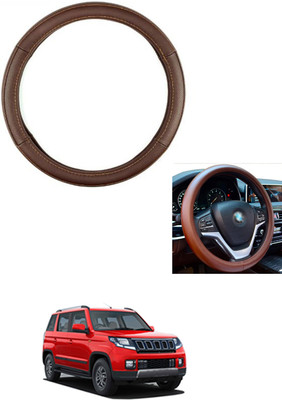 MATIES Steering Cover For Mahindra TUV 300(Brown, Leather)