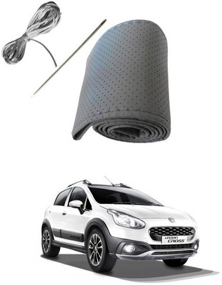 RKPSP Hand Stiched Steering Cover For Universal For Car Universal For Car(Grey, Leatherite)