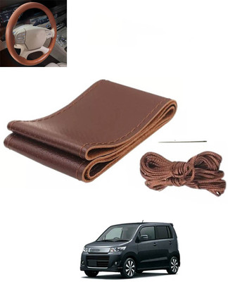 MSNP Hand Stiched Steering Cover For Universal For Car WagonR Stingray(Brown, Leatherite)