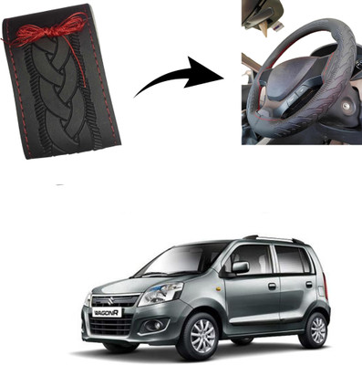 Autoinnovation Hand Stiched Steering Cover For Maruti WagonR(Black, Leather)