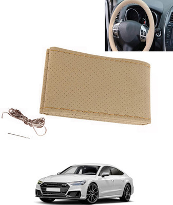 MATIES Hand Stiched Steering Cover For Audi S7(Beige, Leatherite)