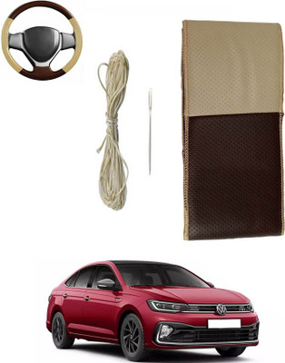 MATIES Hand Stiched Steering Cover For Tata Vista(Beige/Brown, Leatherite)