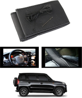 ABJD Hand Stiched Steering Cover For Volkswagen Universal For Car(Black, Leatherite)