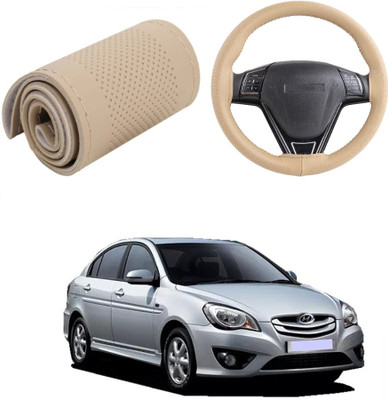 Arnejas Hand Stiched Steering Cover For Hyundai Verna(Beige, Leather)
