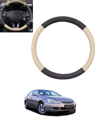 MSNP Steering Cover For Honda Accord(Beige & Black, Leatherite)