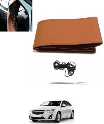 ABJD Hand Stiched Steering Cover For Hyundai Cruze(Tan, Leatherite)