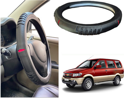 PEEPS STORE Steering Cover For Chevrolet NA(Black, Red, Leatherite)