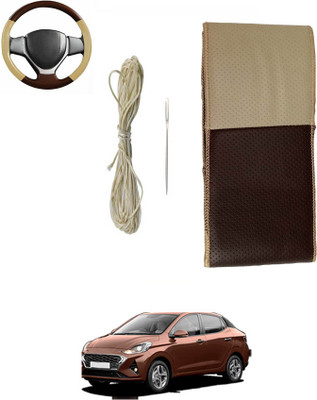 MSNP Hand Stiched Steering Cover For Chevrolet Aveo UVA(Beige, Brown, Leatherite)