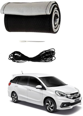 RKPSP Hand Stiched Steering Cover For Universal For Car Micra Active(Silver/Black, Leatherite)