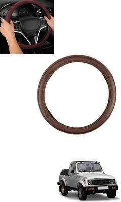 ABJD Steering Cover For Suzuki Gypsy King(Brown, Leatherite)